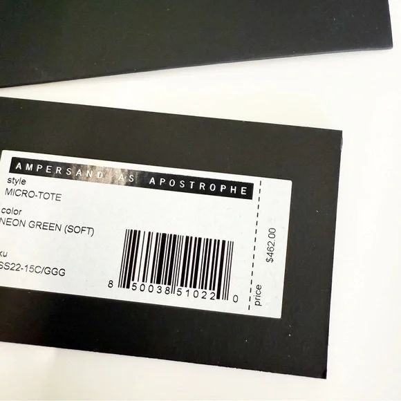 NWT Ampersand As Apostrophe Neon Green Leather Micro Tote Bag - Picture 7 of 8